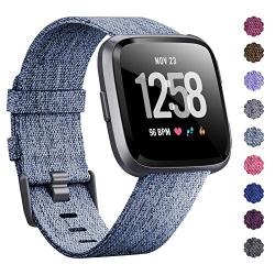 KIMILAR Woven Band Compatible with Fitbit Versa/Fitbit Versa 2/Fitbit Versa Lite Edition, Women Men Large Small Woven Fabric Breathable Accessories Strap Compatible Versa Smart Watch