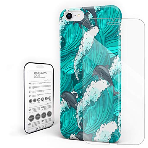 Cases Cover for iPhone 6, iPhone 6s, Slim Fit Hard Plastic Shell Full Protective Anti-Scratch Resistant Cover for iPhone 6 / iPhone 6s 4.7&quot Jumping Dolphins and Waves