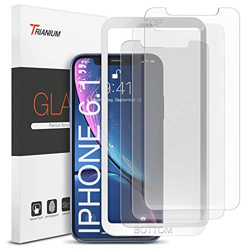 Trianium (3 Packs) Screen Protector Designed for Apple iPhone 11 and iPhone XR (6.1&quot 2018) Premium HD Clarity 0.25mm Tempered Glass Screen Protector with Easy Installation Alignment Case (3-Pack)