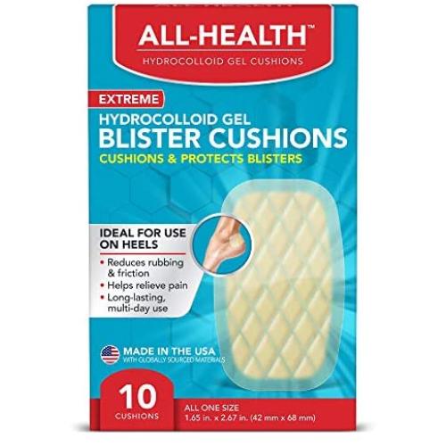 All Health Extreme Hydrocolloid Gel Blister Cushion Bandages, 1.65 in x 2.67 in, 10 ct | Long Lasting Protection Against Rubbing and Friction for Blisters