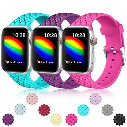 Haveda Sport Bands Compatible for Apple Watch 40mm 44mm Series 4 Series 5, Soft Silicone iwatch Bands 38mm 42mm Womens, Buckle Weave Pattern Wristband for iWatch, Apple Watch Series 3/2/1 Small Large