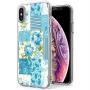 iPhone Xs iPhone X Case, Soft TPU Slim-Fit Flexible Ultra-Thin Clear Case, Full-Body Rugged Bumper Print Blue Flower Case for iPhone Xs iPhone X, Transparent