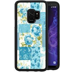 Samsung Galaxy S9 Case, Blue Flower Shock-Absorption TPU Rubber Bumper Samsung Galaxy S9 Case, Ultra Thin Slim Protective Cover for Samsung Galaxy S9-Black