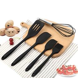 Yuybei-Home Silicone kitchenware 5-Piece Black Silicone Baking Set Durable Silicone Heat Resistant 446°F Seamless Non-Stick Kitchen Mixing Cooking Baking Utensils Nonstick Heat Resistant Tools