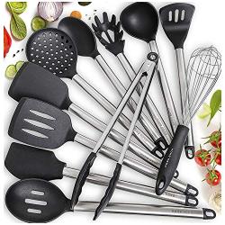 Home Hero 11 Silicone Cooking Utensils Kitchen Utensil Set - Stainless Steel Silicone Kitchen Utensils Set - Silicone Utensil Set Spatula Set - Silicone Utensils Cooking Utensil Set - Kitchen Tools