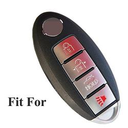 Coolbestda Black Silicone Key Fob Skin Jacket Cover Case Remote Keyless Entry Protector for Nissan Maxima Altima Gt-r Sentra Murano 4Buttons