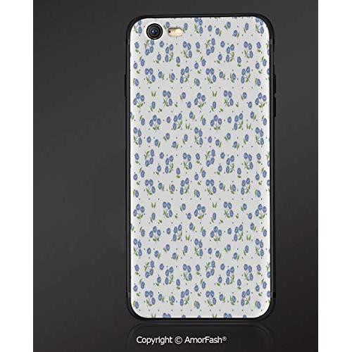 Printing Compatible with Apple iPhone 6/iPhone 6S,4.7",Anti-Scratch Back,Floral,Vintage Rose Flowers Bouquets Spring Season Theme Dots Green Leaves,Violet Blue Green White