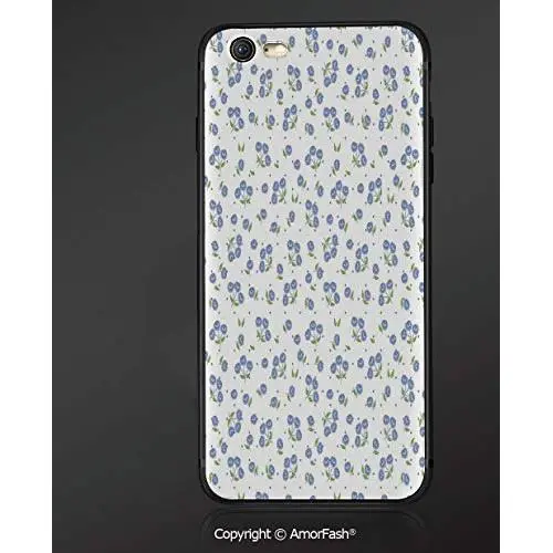 Printing Compatible with Apple iPhone 6/iPhone 6S,4.7",Anti-Scratch Back,Floral,Vintage Rose Flowers Bouquets Spring Season Theme Dots Green Leaves,Violet Blue Green White