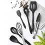 TECHLINK Silicone Kitchen Utensil Kitchenware Set Stainless Steel Cooking Tools Heat Resistant Nonstick Non-Scratch Easy Clean & Store Non Toxic Gadget(11pcs),Red