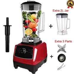 Eu/Us/Au/Uk Plug 3Hp 2200W G5200 Heavy Duty Commercial Grade Blender Mixer Juicer Food Processor Ice Smoothie Bar Fruit,Red Extra Jar Lid,Au Plug