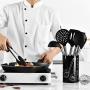 Seashore Silicone kitchenware Kitchen Tools Stainless Steel Tube Handle Eight Sets of high Temperature Silicone kitchenware (Size : 8-Piece Set)
