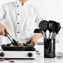 Wpcwl Silicone kitchenware kitchen tools stainless steel tube handle eight sets of high temperature silicone kitchenware (Size : 8-piece set)