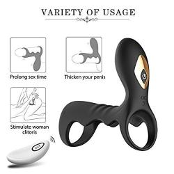 Male Longer Lasting Shake Rooster Ring with Contented Brush Silicone Happy Toys Rings Shock 10 Speeds USB Charged,Rings for Couples Best Gift