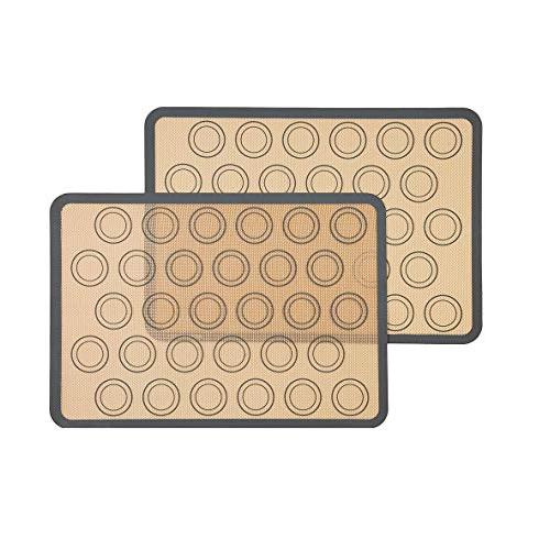 2 Pcs Silicone Cooking Mat Set - Washable Reusable Tray Liner Kitchenware Baking Dough Tools Non-Stick Non-Slip Grey