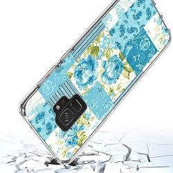 Samsung Galaxy S9 Case, Blue Flower Shock-Absorption TPU Rubber Bumper Samsung Galaxy S9 Case, Ultra Thin Slim Protective Cover for Samsung Galaxy S9-Clear