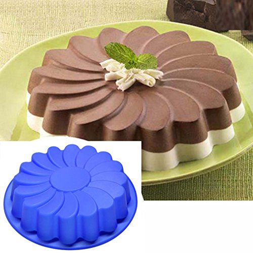 Jareally Silicone Large Flower Cake Mould Chocolate Soap Candy Jelly Mold Baking Pan (1 -Cake Mould)