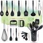 Kitchenware Set - 18 Pieces of Silicone and Stainless Steel Spatula Set/Non-Stick Pan Without Scratches and Heat-Resistant Cookware Set with Stand/Large Kitchen Tool Gift