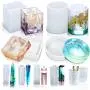 Resin Silicone Mold, Vindar 8 Pack Resin Art Molds Include Large Round, Large Square, Cylinder, Pendant, Silicone Molds for Concrete, DIY Coaster/Flower Pot/Ashtray/Pen/Pendant/Candle Soap Holder