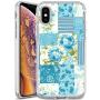 iPhone Xs iPhone X Case, Soft TPU Slim-Fit Flexible Ultra-Thin Clear Case, Full-Body Rugged Bumper Print Blue Flower Case for iPhone Xs iPhone X, Transparent