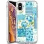 iPhone Xs iPhone X Case, Soft TPU Slim-Fit Flexible Ultra-Thin Clear Case, Full-Body Rugged Bumper Print Blue Flower Case for iPhone Xs iPhone X, Transparent