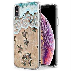 iPhone Xs iPhone X Case, Soft TPU Slim-Fit Flexible Ultra-Thin Clear Case, Full-Body Rugged Bumper Print Baby Turtle Case for iPhone Xs iPhone X, Transparent