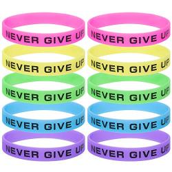 GOGO Never Give Up Bracelets/Neon Rubber Wristbands Glow-in-The-Dark