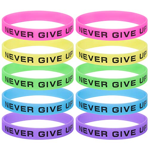 GOGO Never Give Up Bracelets/Neon Rubber Wristbands Glow-in-The-Dark