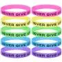 GOGO Never Give Up Bracelets/Neon Rubber Wristbands Glow-in-The-Dark