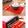 Pyramid Pan Silicone Cooking Mat - 2 Pcs Baking Kitchenware Fat Reducing Non Stick Oven Tray Cookie Sheets Thickened Red