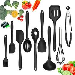 Ruior 10 Pcs/Set Silicone Heat Resistant Non-stick Kitchenware Set Cooking Utensils Utensil Sets (Black)