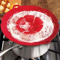 LOVESHI Kitchenware 28CM Silicone Lid Spill Stopper Cover for Pot Pan Kitchen Accessories Cooking Tools Flower Cookware Red