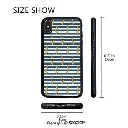 SCOCICI Unique Slim Designs Drop-Protection Smart Cell Phone Case Old Fashion Stylish Fashion with Anchors Coast Theme Decorative Compatible with iPhone Xs Max