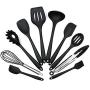 Lisa Bell 10pcs Non-Stick Kitchenware Silicone Heat Resistant Kitchen Cooking Utensils Baking Tool Cooking Tool Sets@Black