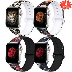 EXCHAR Compatible with Apple Watch Band 40mm 38mm 44mm 42mm Fadeless Pattern Printed Floral Bands Silicone Replacement Band for iWatch Series 5 Series 4/3/2/1 for Women Men