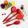 Silicone Kitchenware, 4-Piece Cooking Spoon Shovel Non-Stick Pan, Heat-Resistant, Easy To Clean, Baking Tool Shovel Spoon Set Kitchen Utensils,Red