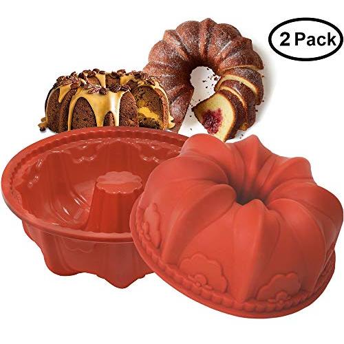 Silicone Bundt Cake Fluted Pans Nonstick Flower Baking Flexible Molds