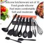 Kitchenware, Silicone Cooking Set, 10-Piece All-Inclusive Silicone Kitchenware for Non-Stick and Heat-Resistant Cookware Sets, black