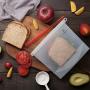 Homelux Theory Reusable Silicone Food Storage Bags | Sandwich, Sous Vide, Liquid, Snack, Lunch, Fruit, Freezer Airtight Seal | BEST for preserving and cooking | (2 Large + 2 Medium)