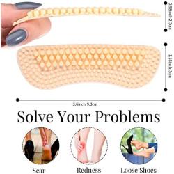 4 Pairs Silicone Heel Grips Heel Cushion Pads Liner Self-Adhesive Shoe Insoles Foot Care Protector, Beige and Black