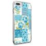 iPhone 7 8 Case, Soft TPU Slim-Fit Flexible Ultra-Thin Clear Case, Full-Body Rugged Bumper Print Blue Flower Case for iPhone 7 8, Transparent