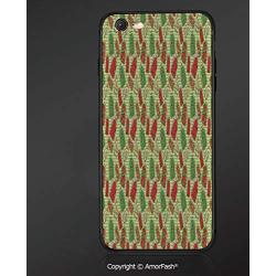 Printing Compatible with Apple iPhone 6/iPhone 6S,4.7",Anti-Scratch Back,Kitchen Decor,Vintage Style Pattern Glass Jars Kitchenware Pickles Picnic Retro Art Cafe Home,Green Red White