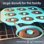 Donut Pan - LARGE Silicone Mold For Baking Full Size Doughnuts And Bagels - Nonstick Doughnut Pan/Bagel Pan Made of BPA-Free Food Grade Silicon - FDA and German LFGB approved (Turquoise)