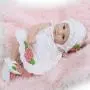 NPK Newborn Reborn Baby Doll Girl Realistic 10Inch Mini Full Silicone Body Washable Lifelike White Outfit Gift Sets for Ages 3+