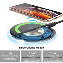 Yootech Wireless Charger Qi-Certified 10W Fast Wireless Charging Pad, 7.5W Compatible with iPhone 11/11 Pro/11 Pro Max/XS MAX/XR/XS/X/8, Galaxy Note 10/Note 10 Plus/S10/S10 Plus/S10E(No AC Adapter)