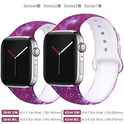 EXCHAR Compatible with Apple Watch Band 40mm 38mm 44mm 42mm Fadeless Pattern Printed Floral Bands Silicone Replacement Band for iWatch Series 5 Series 4/3/2/1 for Women Men