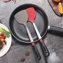 Non-stick pan silicone shovel cooking shovel high temperature household stainless steel kitchenware special protective pot silicone spatula (Color : Gray)