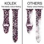KOLEK Floral Bands Compatible with Apple Watch 42mm 44mm, Silicone Cheetah Printed Replacement Bands for iWatch Series 4 3 2 1, Pink Leopard, M, L