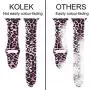 KOLEK Floral Bands Compatible with Apple Watch 42mm 44mm, Silicone Cheetah Printed Replacement Bands for iWatch Series 4 3 2 1, Pink Leopard, M, L