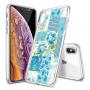 iPhone Xs iPhone X Case, Soft TPU Slim-Fit Flexible Ultra-Thin Clear Case, Full-Body Rugged Bumper Print Blue Flower Case for iPhone Xs iPhone X, Transparent