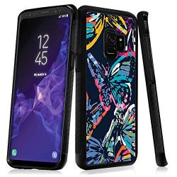 Samsung Galaxy S9 Case,Flexible Soft TPU Cover Shell,Slim Silicone Black Rubber Non-Slip Durable Design Protective Phone Case for Samsung Galaxy S9 -Butterfly